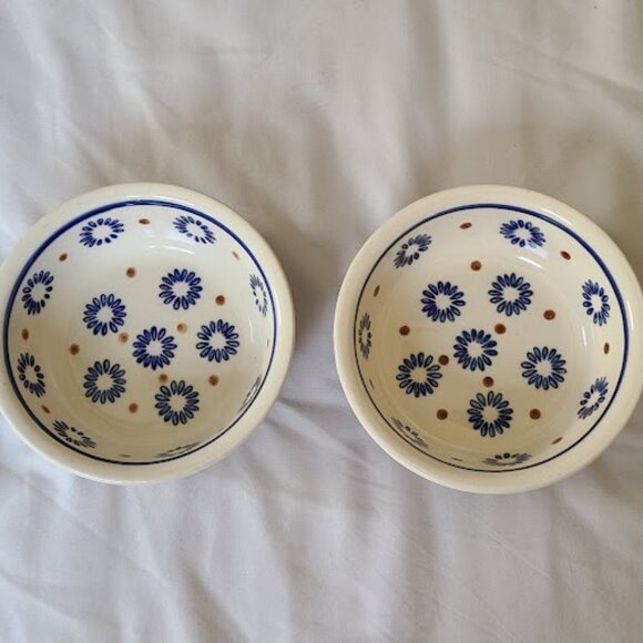 2 Polish Pottery Condiment Dessert Bowls 2 Matching - Picture 2 of 8